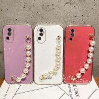 Phone Case เคส OPPO A78 NFC Reno10Pro + OPPO Reno10 Pro + Plus 5G 4G สีลูกอมสุดหรูสายรัดข้อมือมุกสวยปกป้องเลนส์กรอบนิ่ม2023