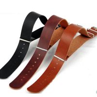 Nato Strap PU Leather 18MM 20MM 22MM 24Mm Dark Brown Color Watch Band NATO Leather Straps Zulu Strap Clock Replacement