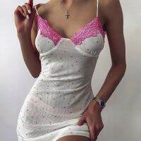 Temperament Slim Strap Dress Female Autumn Retro Base Chest Pack Hip Dress Casual Pajama Dress Hollow perspective screen