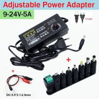 5A จ่ายไฟกระแสสลับ9-24V ปรับได้ใช้ไฟฟ้ากระแสตรง,9V 12 V 15V 18V 24V อะแดปเตอร์จ่ายไฟ5A ใช้ได้ทั่วไป220V To12 V โวลต์อแดปเตอร์กับ LE