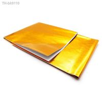 ♧◘ 50x50cm 100x100cm Self Adhesive Reflective Gold High Temperature Exhaust Heat Shield Wrap Tape Insulation Stickers Car Styling