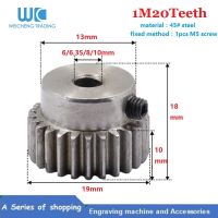 1ชิ้นแร็คฟันเฟืองเล็ก1mod 20T เกียร์ Motor Pinion เจาะ6/6.35/7/8/10มม. 45เหล็ก Cnc