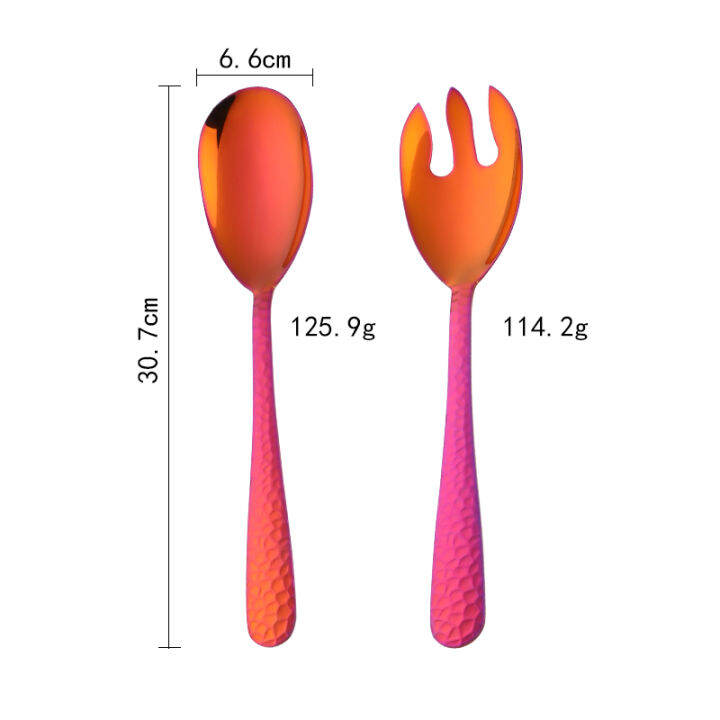 12ชิ้นบิ๊กสลัดช้อนส้อมสแตนเลส-rose-g-old-ขนาดใหญ่สลัดเซิร์ฟเวอร์มีด-flatware-ยาวให้บริการช้อนส้อมพาสต้าเครื่องมือ