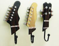 Retro 3pcs / Set Guitar Heads Hooks Music Home Resin Clothes Hat Hanger Movie Wall Hook For Home Decoration Dropship Clothes Hangers Pegs