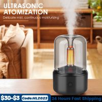 【CW】 120ML Portable Candlelight Aroma Diffuser USB Electric Home Air Humidifier Cool Mist Maker Fogger Essential Oils LED Night Light