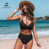 hotx 【cw】 CUPSHE Twist Waist Sets Swimsuit V-neck Pieces Swimwear 2023 Beach Bathing