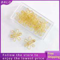 BNLO 100ชิ้นรูปดอกไม้สีทองคลิปหนีบกระดาษโลหะทนทานคลิปที่รวมแฟ้มลายดอกไม้สำนักงาน