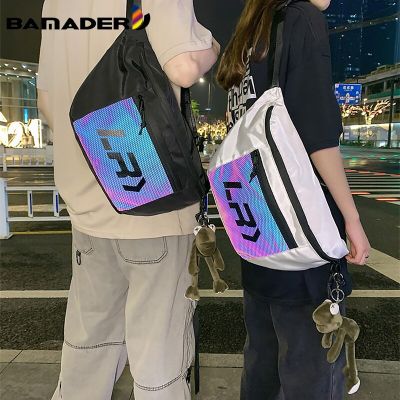 BAMADER Hip Hop Trend Waist Bag Messenger Bag Unisex Street Personality Reflective Design Chest Bag Multi-Functional Waist Packs