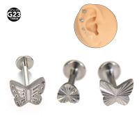 ASTM F136 Titanium 16G Tree Cute Bear Labret Cartilage Tragus Monroe Lip Nose Helix Stud Earring Animal Piercing Jewelry Body jewellery