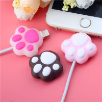 2PCS Pink Cat Paws Cable bite protector Cute Animal Wire Cable Holder for iphone11PRO usb cable Cartoon organizer winder