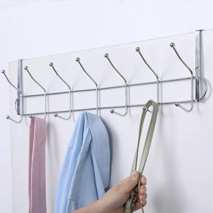 14 Hooks Stainless Steel Over The Door Hanger Coat Hat Clothes Bag Storage  Hanging Rack Holder Household Door Hooks Rack | Lazada Ph