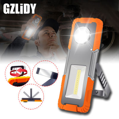 COB Work Light USB Rechargeable LED Flashlight Portable Magnet Hook design Waterproof Camping Lantern Powerful 3 Modes Torch
