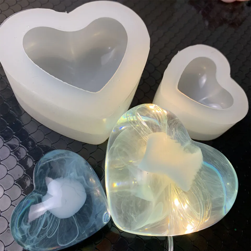 3D Heart Silicone Molds for Epoxy Resin Small Mirror Heart Shape Resin Mold