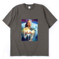 TSHIRTฝ้ายสินค้าใหม่ เสื้อแขนสั้น ผ้าฝ้าย พิมพ์ลาย Jesus Cage Nicolas Cage 2022 ทรงหลวม สไตล์ฮิปฮอป เรียบง่าย แฟชั่นฤดูร