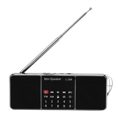 ลำโพงวิทยุ FM ขนาด L-288สเตอริโอชาร์จไฟได้ขนาดเล็กพกพาได้จอ LCD รองรับ TF Card USB Disk MP3เครื่องเล่นเพลงลำโพง (สีดำ)