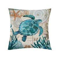 【CW】▤  YWZN Turtle Sea Printing Polyester Throw Cover Pillowcases kussensloop