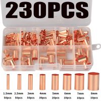 230Pcs 1.5 8mm Copper Connecting Pipe Wire Joint Small Copper Tube Terminal Cable Lug Bootlace Ferrule Kit