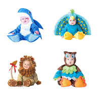 ชุดสัตว์สำหรับเด็กวัยหัดเดิน Deluxe Shark Peacock Owl Lion Costume With Hood And Shoe Covers Set