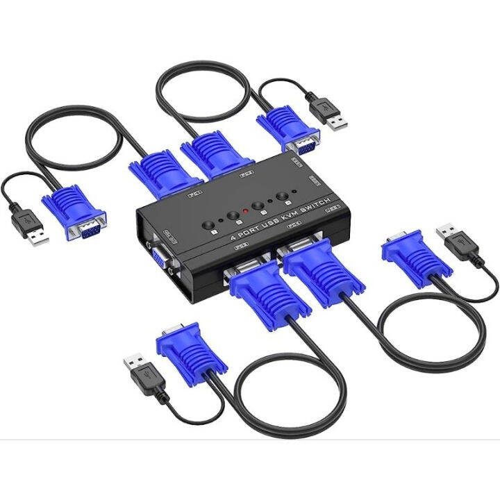 kvm-4-port-vga-kvm-switch-with-usb-hub-พร้อมสาย-4เส้น