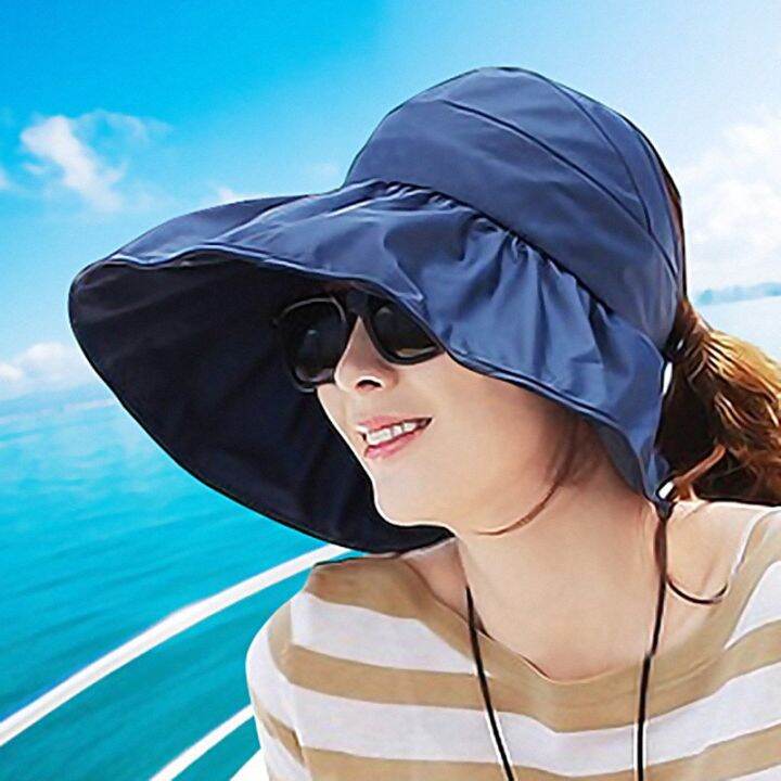 summer-korean-version-anti-ultraviolet-big-edge-foldable-parent-child-children-cool-hat-outdoor-solid-color-sunscreen-sun-bring-your-own-style-travel-vacation-beach