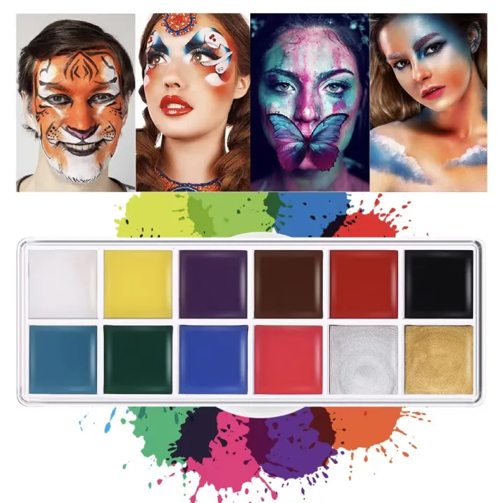 LANGMANNI 12 colors face & body color paint non toxic painting palette