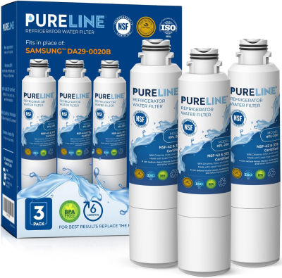 Pureline DA29-00020B and HAF-CIN Refrigerator Water Filter Replacement for Samsung DA29-00020B-1, DA29-00020B, DA97 08006A-1, Haf Cin Exp, Haf Cin XME, RF4267HARS, RF28HMEDBSR, RF28HFEDBSR, (3 Pack)