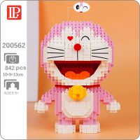 LP 200562 Anime Pink Doraemon Cat Stand Robot Animal Pet Model DIY Mini Diamond Blocks Bricks Building Toy for Children no Box