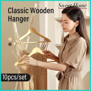 Premium Wooden Clothes Hangers 10pcs/set- Durable Slim Hangers