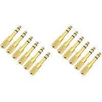 Quarter Inch Adapter, 6.35mm (1/4 Inch) Male to 3.5mm (1/8 Inch) Female Headphone Jack Plug, Gold 12 Pack