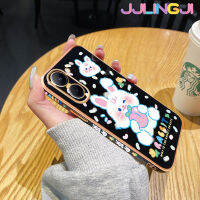 Jlingji เคสสำหรับ Realme 11 Pro 5G เคส C33 C55 Narzo N55 N53 60 Pro 5G เคสการ์ตูนกระต่ายสีขาวน่ารักหรูหราขอบชุบสี่เหลี่ยมเคสเคสมือถือซิลิโคนกันกระแทกเคสด้านหลังป้องกันเลนส์กล้อง