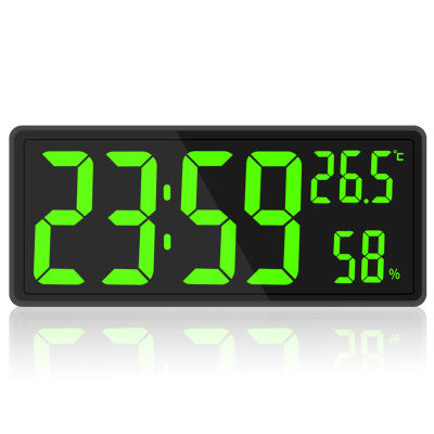 นาฬิกาแขวนดิจิตอลขนาดใหญ่แสดงอุณหภูมิและความชื้นโหมดกลางคืนนาฬิกาตั้งโต๊ะ3โหมดการแสดงผล1224ชม. นาฬิกา LED อิเล็กทรอนิกส์