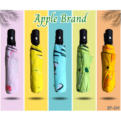 Apple Umbrella  ร่มพับ 3 ตอน AUTO เปิดปิด 8 ก้าน  UV  สีดำ โครงร่ม ชุดกันกันสนิม ลายผลไม้ (AP-334)