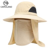 CAMOLAND Unisex Summer Sun Hat Male UV Protection Face Neck Flap Bucket Hats Female Waterproof Outdoor Fishing Hiking Boonie Cap