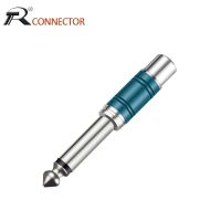 1PCS 6.35 Mono RCA Female Gold Plug Soldering Wire Connector Aluminum Tube Headphone Jack 5Pairs Red Blue