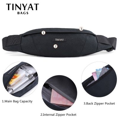 TINYAT Porch Bag Mens Men Waist Bag pack Purse Waterproof Canvas Travel Phone belt bag pouch for Men Women Casual Bag for Belt Hip Pack T213