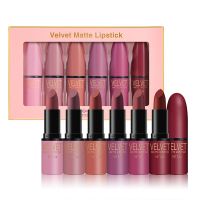 Langmanni 6 Colors Matte Velvet Lipstick Waterproof Non-Stick Cup Moisturizer Long Lasting Lipgloss Nude Makeup Tool