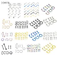 8/16/21Pcs/set Surgical Steel Nose Hoop Nostril Earring Ear Lip Piercing Crystal Nose Pin Ring Piercings Mixed Body Jewelry Body jewellery