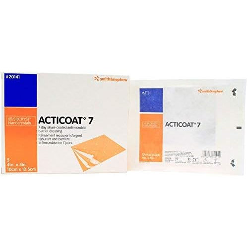 Unknown Smith and Nephew 20141 Acticoat 7 Antimicrobial Dressing 4" x 5" - Box of 5