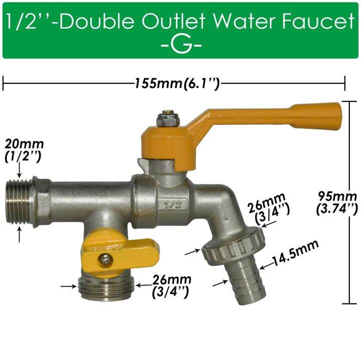 Garden Hose Faucet Adapter 1/2'' IBC Water Tank Connector 2Way 1Way