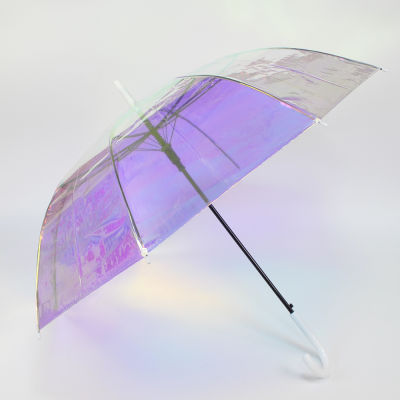 Transparent Umbrella Creative Iris Umbrella Semi-automatic Rainbow Umbrella Women Rain And Shine Dual-use Umbrella