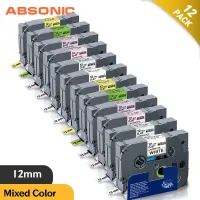 Absonic 12PK 12mm 231 Label for Brother 231 MQY31 MQG31 MQF31 MQE31 Laminated Tape Compatible for Brothre PT-H100 PT-D210 Maker