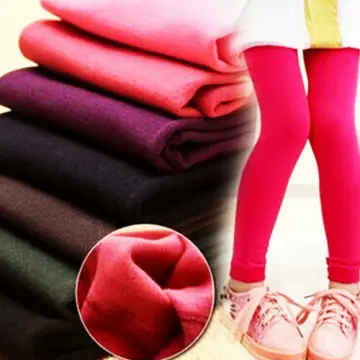 Toddler Girls Winter Thick Warm Long Pants Rainbow Stripe Fleece Lined  Leggings
