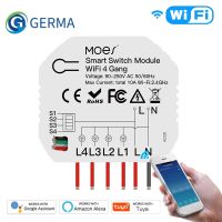 GERMA DIY WiFi Smart Light Switch 4 Gang 1/2 Way Module Smart Life/Tuya App Wireless Remote Control Work with Alexa Google Home