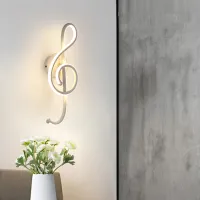 LED Wall Lamps Nordic Style Bedroom LED Wall Lights Music Clef Shape Living Room Wall Lighting Indoor Lamps Warm White Light