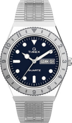 Q Timex Womens 36mm Watch Silver-Tone/Blue