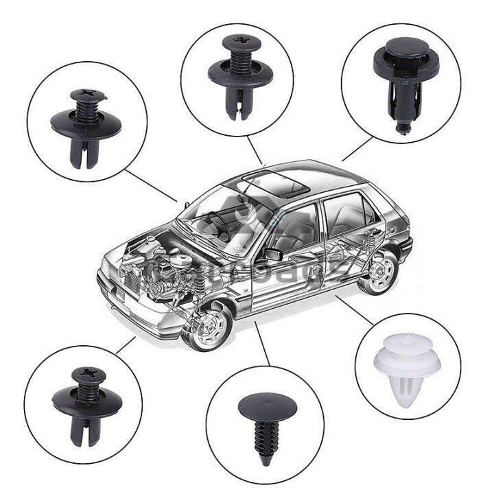หมุดกิ๊บล็อค-หมุดพลาสติกรถยนต์-100ชิ้น-คลิปยึดรถชุด-กล่องหัวเข็มขัด-ประตูกดแผงกันชนสกรู-fastener-หมุดยึดกันชน-หมุดรถยนต์-หมุดพลาสติก-ไขควง