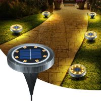 ❡ Solar Powered Ground Lights IP65 Waterproof Outdoor LED Disk Lights for Garden Non-Slip Landscape Path Lighting for Patio Lawn