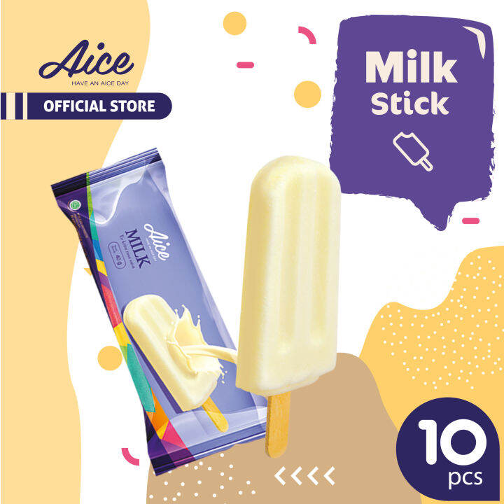 AICE Ice Cream Milk Stick isi 10pcs Es Krim Susu Sehat dan Segar