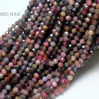 Meihan natural Burma mix color Ruby Sapphire Faceted 3.2mm smooth round stone beads for jewerly DIY making