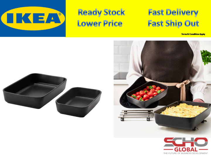LYCKAD Oven/serving dish, set of 2, dark gray - IKEA